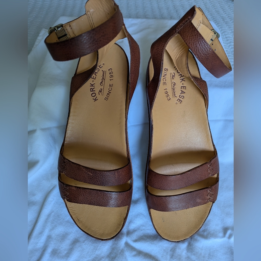 Kork-Ease tan leather sandals size 8
